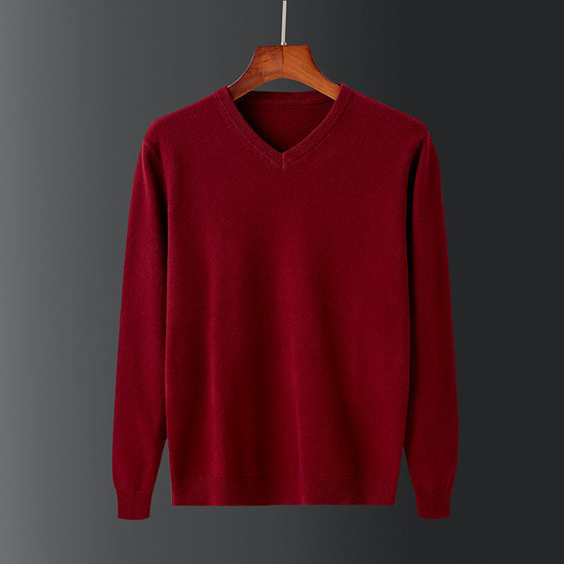 Herren eleganter V-Ausschnitt Pullover aus feiner Wolle Aliams