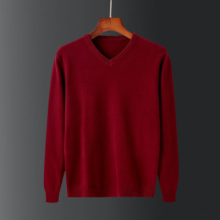 Herren eleganter V-Ausschnitt Pullover aus feiner Wolle Aliams