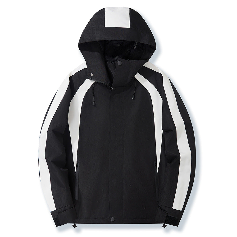 Herren wetterfeste Funktionsjacke mit verstellbarem Kapuzenkragen und Atmungsaktivität Aliams