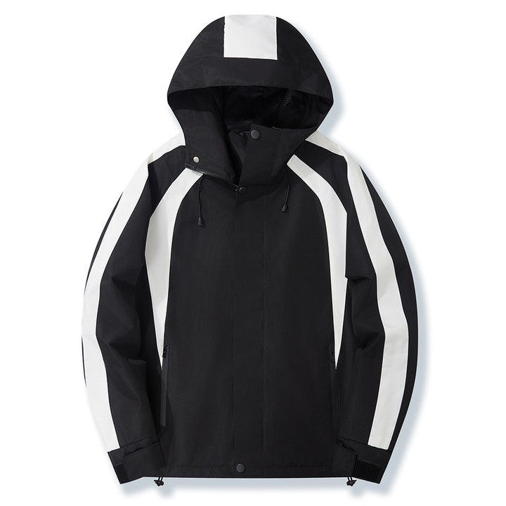 Herren wetterfeste Funktionsjacke mit verstellbarem Kapuzenkragen und Atmungsaktivität Aliams