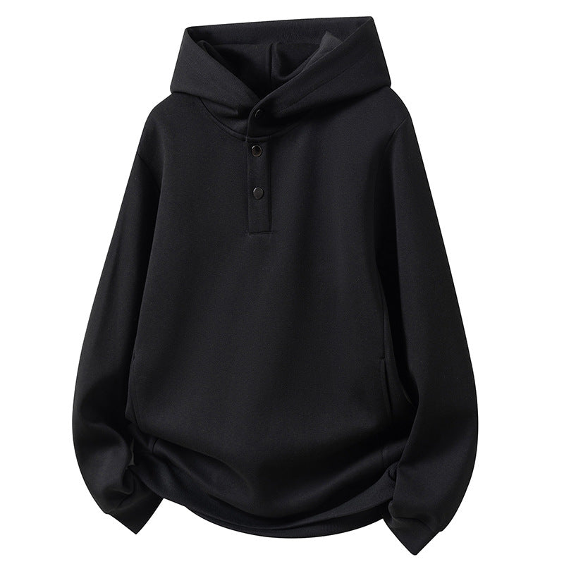 Herren Kapuzenpullover mit Knopfleiste und Kängurutasche Aliams