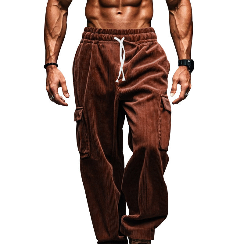 Herren weite Cargo-Hose mit funktionalen Taschen und elastischem Bund Aliams