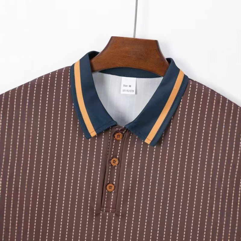 Herren Kurzarm Polohemd mit eleganten Streifen und Kontrastakzenten Aliams