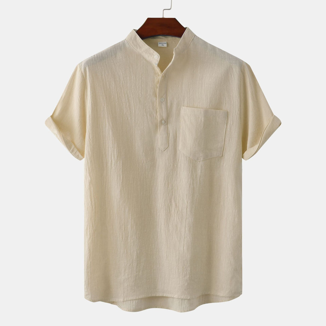 Herren Kurzarmhemd im legeren Henley-Stil mit Brusttasche Aliams