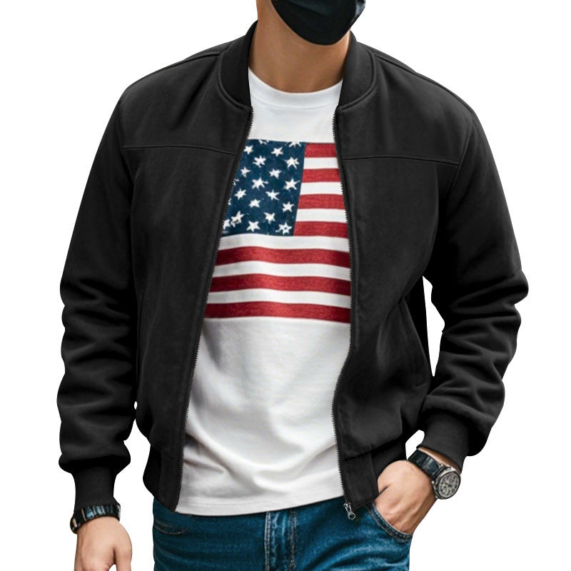 Herren gemütliche Collegejacke mit Reißverschluss Aliams