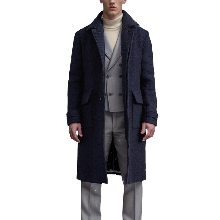 Herren eleganter Langmantel im Hahnentrittmuster Aliams