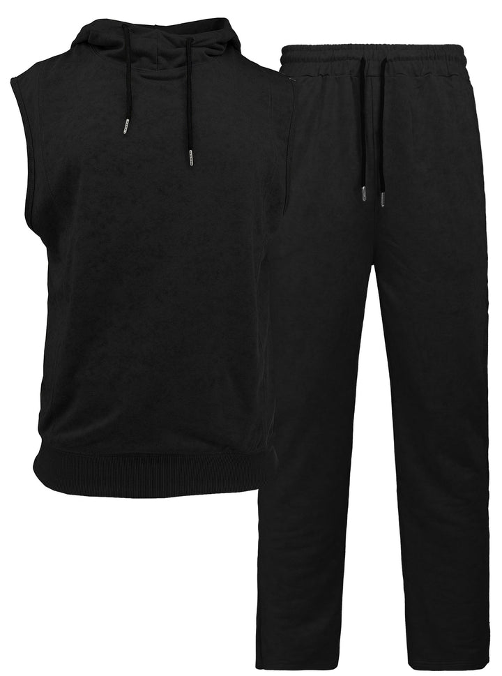 Herren sportliches Hoodie-Set mit ärmellosem Oberteil und bequemer Jogginghose Aliams