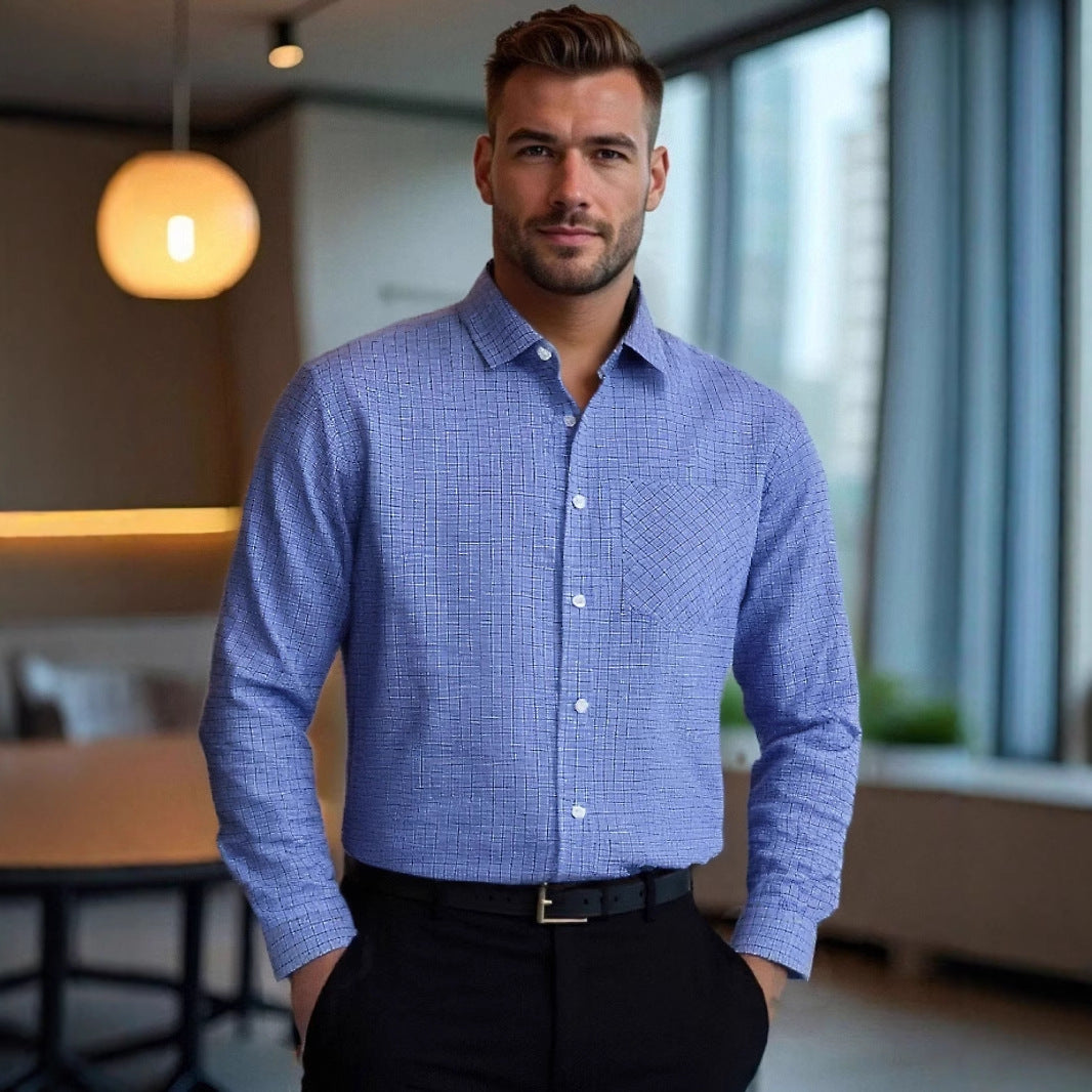 Herren kariertes Langarmhemd mit vielseitigem Schnitt und stilvollem Design Aliams