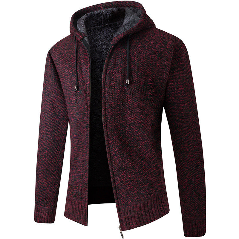 Herren gemütliche Strickjacke mit Kapuze Aliams
