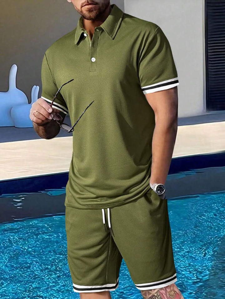 Herren sportliches Polo-Shirt und Shorts Set mit modernem Schnitt Aliams