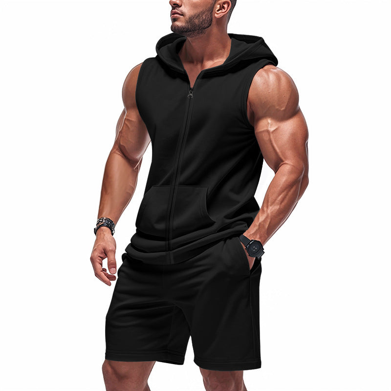 Herren sportliches Kapuzenshirt und Shorts Set Aliams