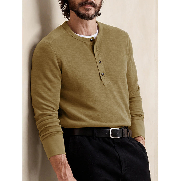 Herren Henley-T-Shirt mit Knopfleiste und weichem Baumwollstoff Aliams