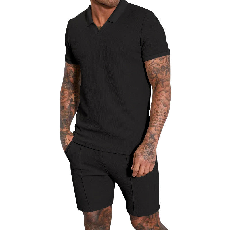 Herren Poloshirt mit strukturiertem Gewebe und shorts Aliams