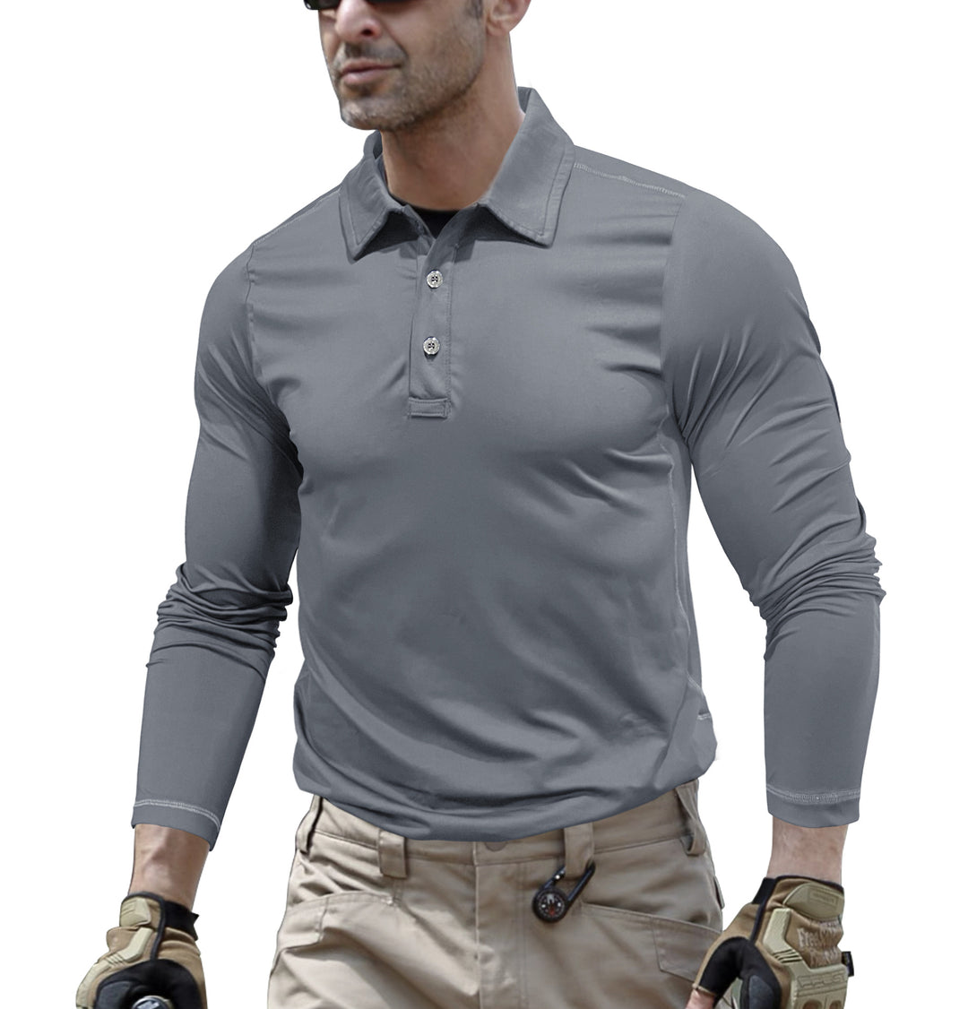 Herren sportliches Langarm Polohemd mit feuchtigkeitsableitender Technologie Aliams