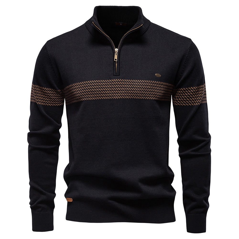 Herren Pullover mit Stehkragen und Reißverschluss Aliams