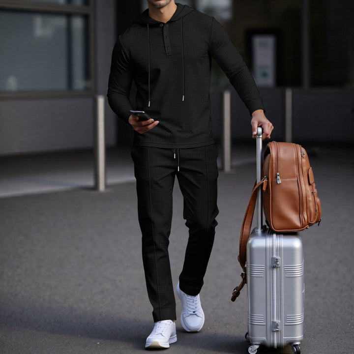 Herren sportives Hoodie und Jogginghose Set im strukturierten Design Aliams