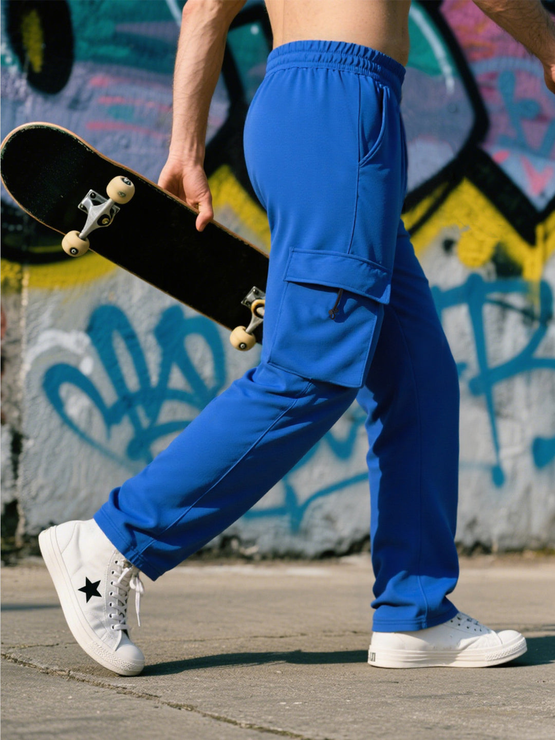 Herren Sportliche Cargo-Hose mit praktischen Taschen und elastischem Bund Aliams