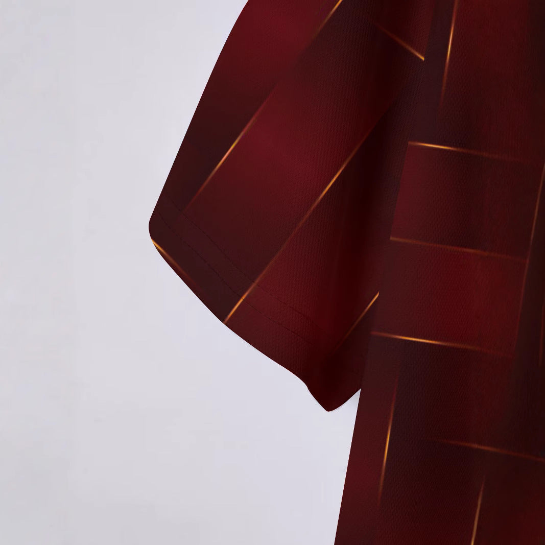 Herren Kurzarm Poloshirt mit modernem Wellenmuster und atmungsaktiven Eigenschaften Aliams