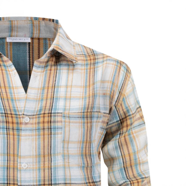 Herren kariertes Langarmhemd aus hochwertiger Baumwolle Aliams