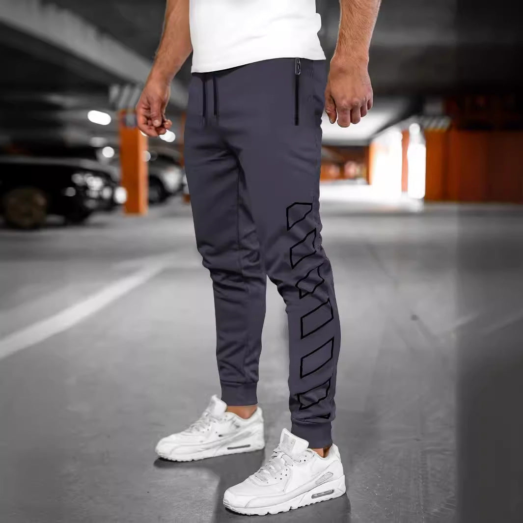 Herren Sportliche Slim-Fit Jogginghose mit seitlichem Reißverschluss Aliams