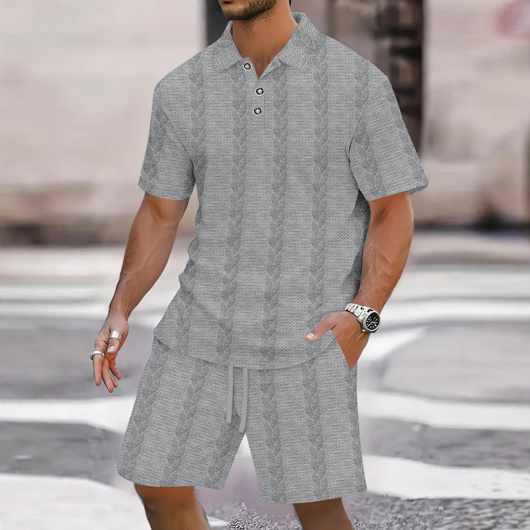 Herren Freizeit-Set mit strukturiertem Poloshirt und Shorts Aliams