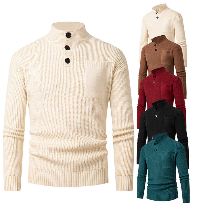 Herren Hochwertiger Pullover mit Modalmuster und Brusttasche Aliams