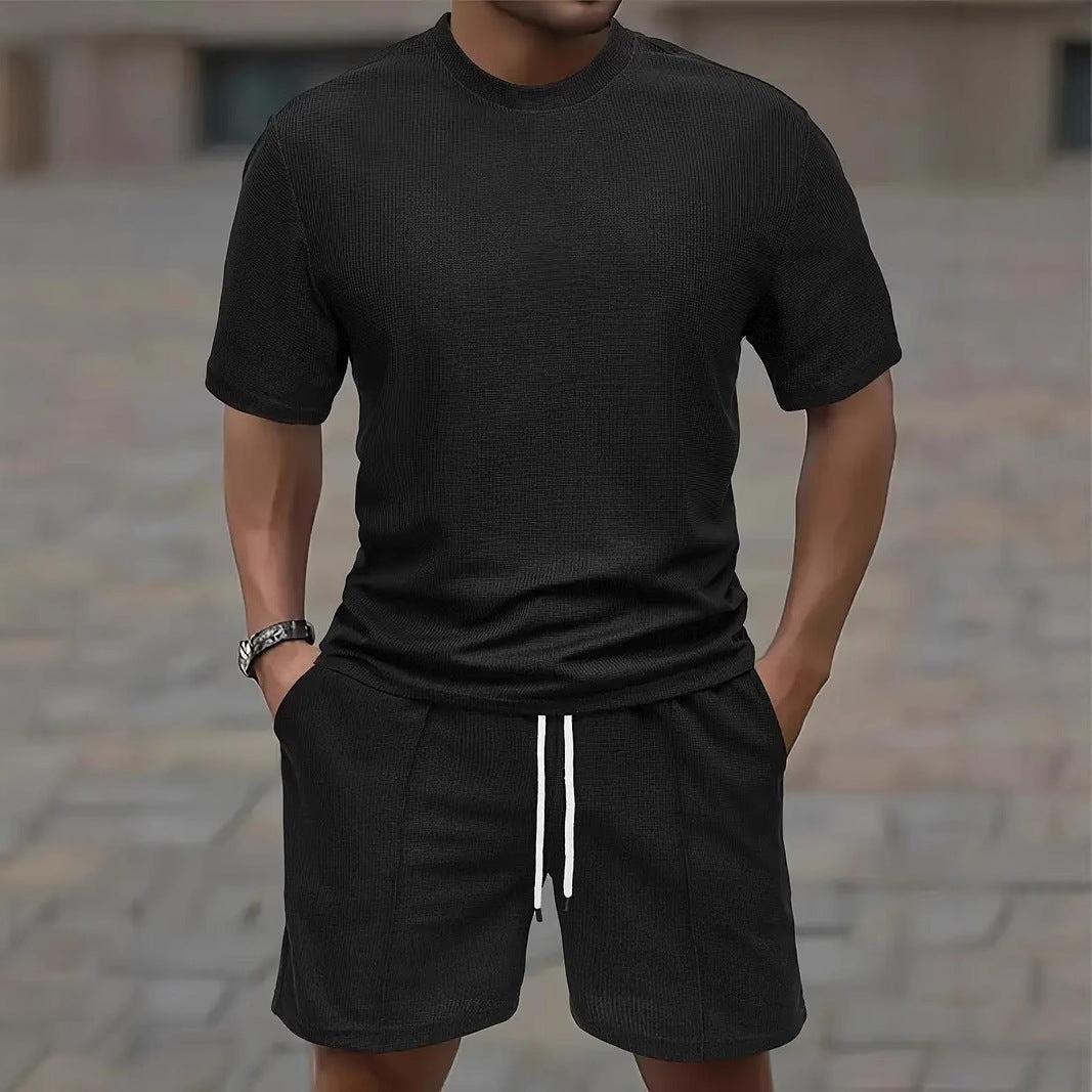 Herren komfortables Freizeit-Set mit hochwertigem T-Shirt und Shorts Aliams
