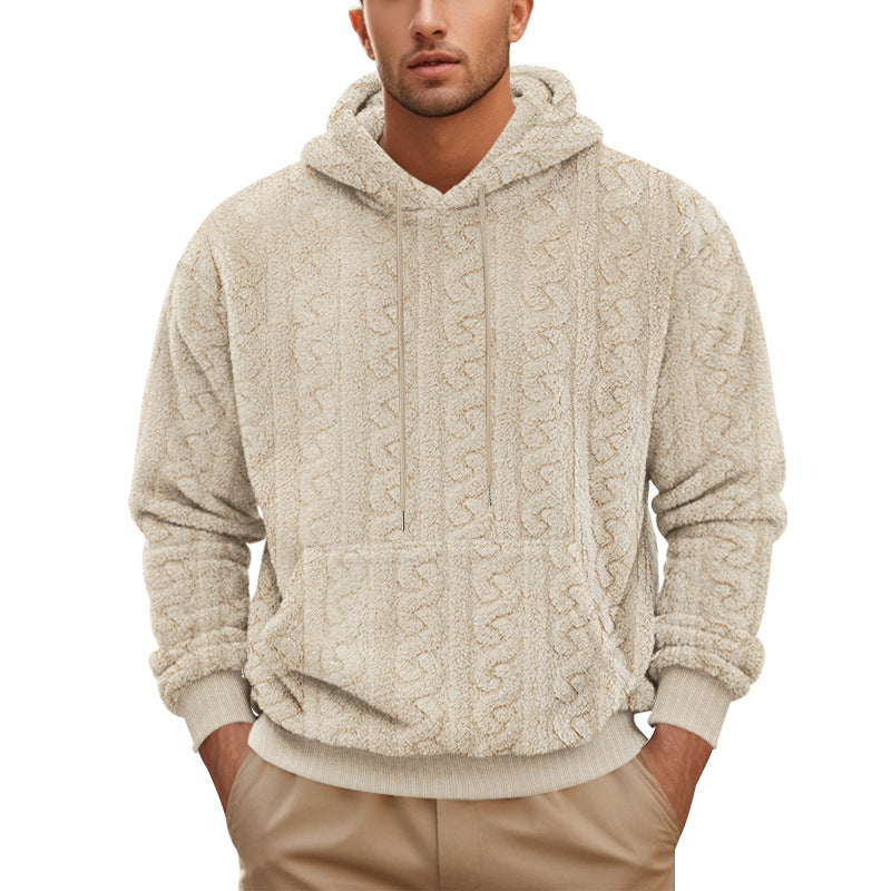 Herren Kapuzenpullover aus weichem Fleece mit strukturiertem Design und Kängurutasche Aliams