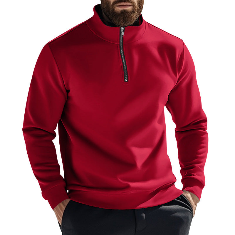 Herren Fleece-Pullover mit hohem Kragen und halbem Reißverschluss Aliams