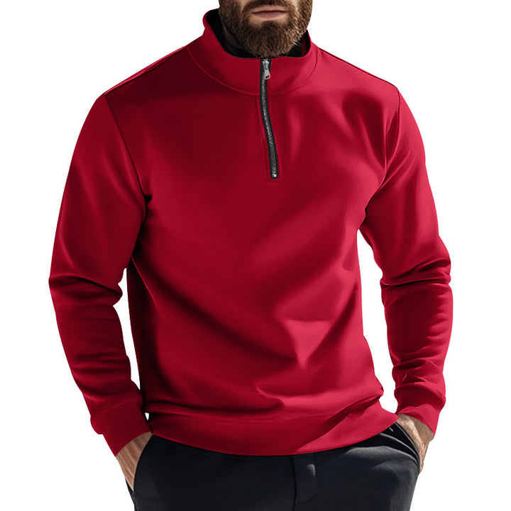 Herren Fleece-Pullover mit hohem Kragen und halbem Reißverschluss Aliams