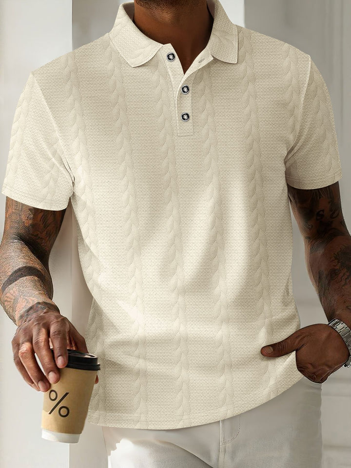 Herren Polohemd mit strukturiertem Design und eleganter Knopfleiste Aliams
