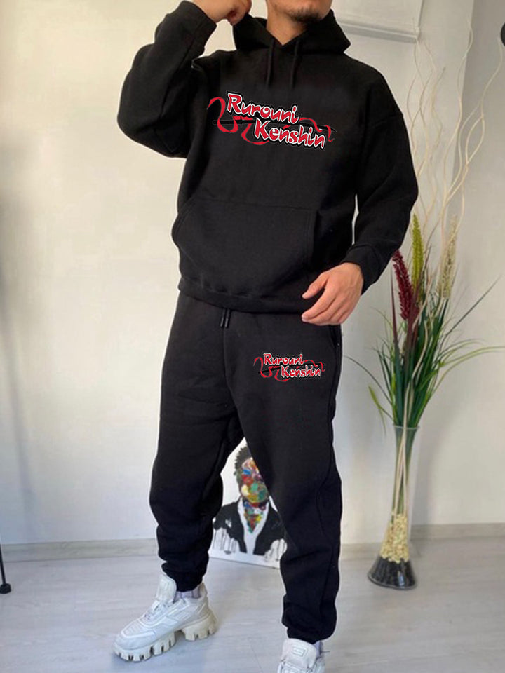 Herren Hoodie und Jogginghose Set mit kreativem Druckmotiv Aliams