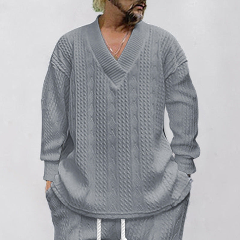 Herren Grobstrickpullover mit V-Ausschnitt und lässigem Schnitt Aliams