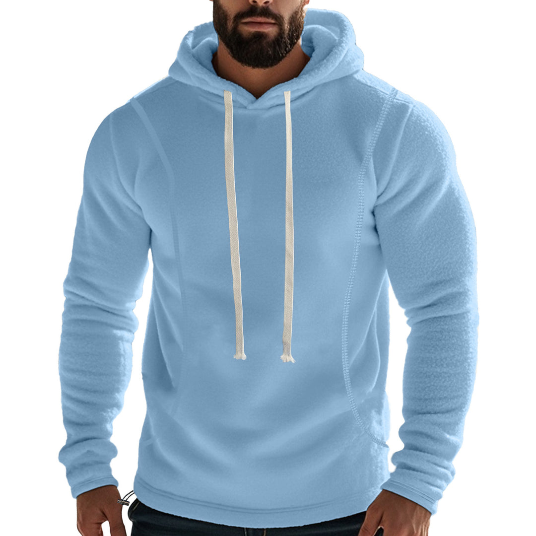 Herren Fleece-Kapuzenpullover mit hohem Kragen und Kängurutasche Aliams