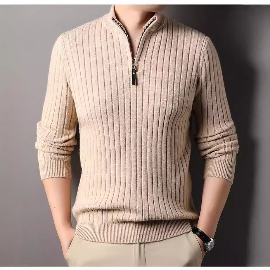 Herren Strickpullover mit modernem Stehkragen im Rippdesign Aliams