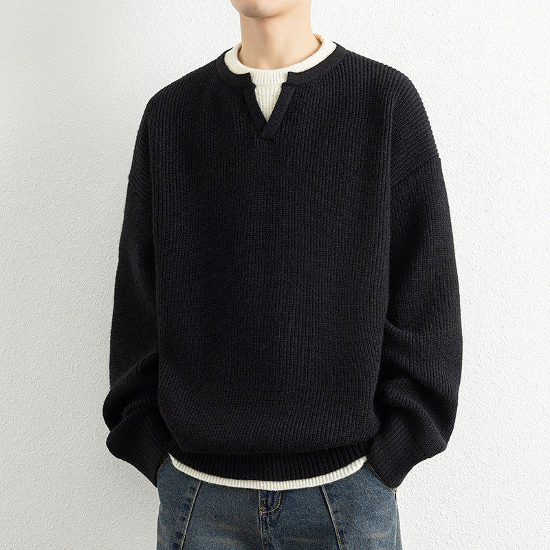 Herren Strickpullover mit V-Ausschnitt und strukturiertem Design Aliams