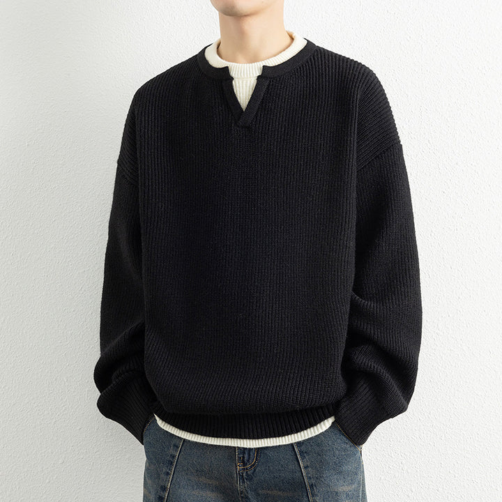 Herren Strickpullover mit V-Ausschnitt und strukturiertem Design Aliams