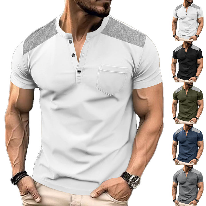 Herren Kurzarm-Henley-Shirt mit strukturiertem Design und praktischen Knöpfen Aliams