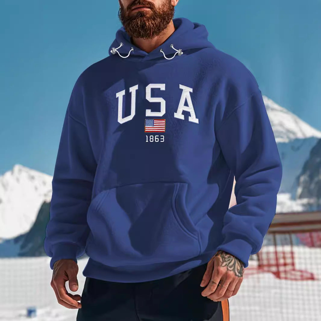 Herren bequemer Kapuzenpullover mit sportlichem Schriftzug Aliams