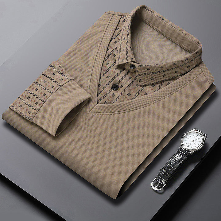 Herren elegantes Poloshirt mit strukturiertem Kragen und innovativer Knopfleiste Aliams