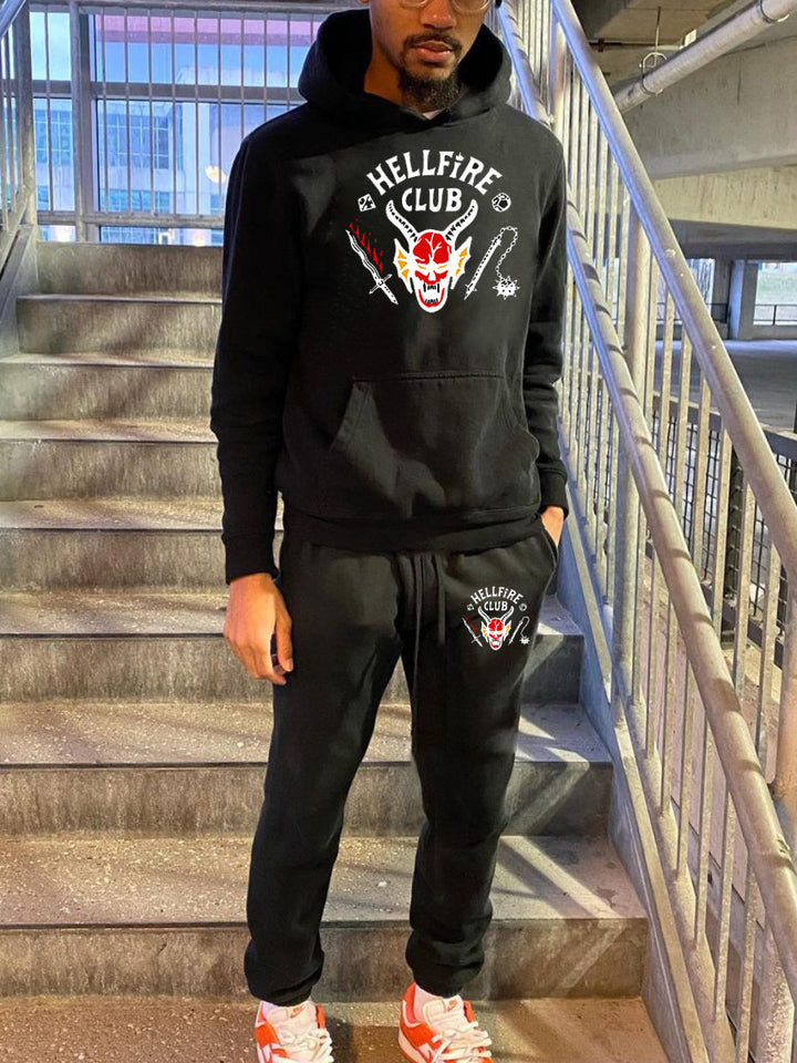 Herren bequemer Kapuzenpullover und Jogginghose Set mit auffälligem Grafikdesign Aliams