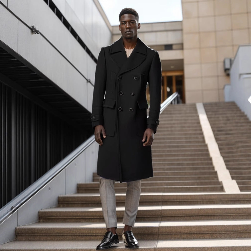 Herren eleganter Trenchcoat mit doppelter Knopfleiste Aliams