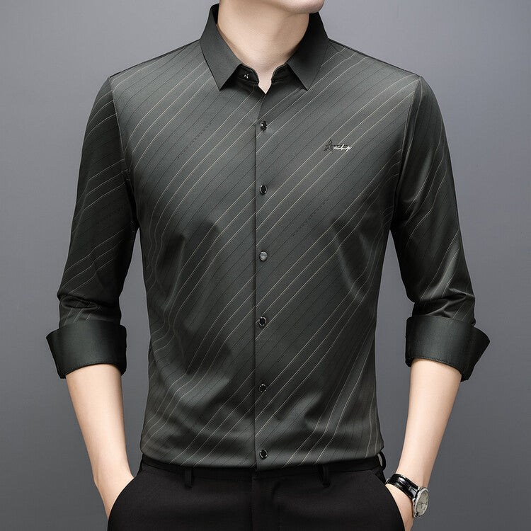 Herren elegantes Langarmhemd mit modernem Streifenmuster Aliams