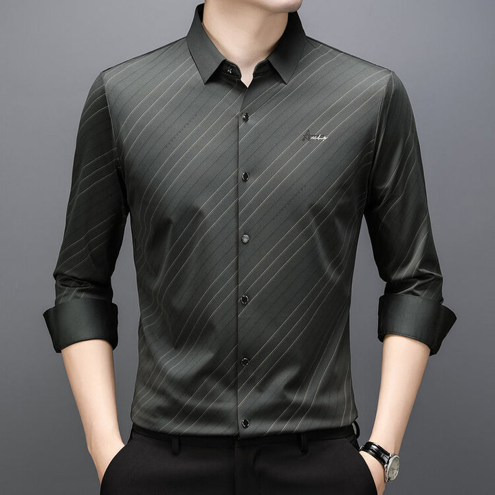 Herren elegantes Langarmhemd mit modernem Streifenmuster Aliams