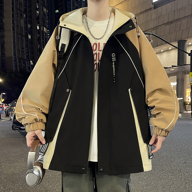 Herren Übergangsjacke mit verstellbarem Kapuzenkragen und funktionalen Taschen Aliams