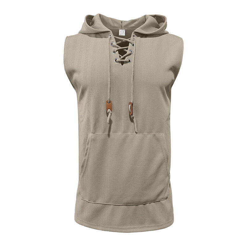 Herren ärmelloses Kapuzenshirt mit Schnürung Aliams