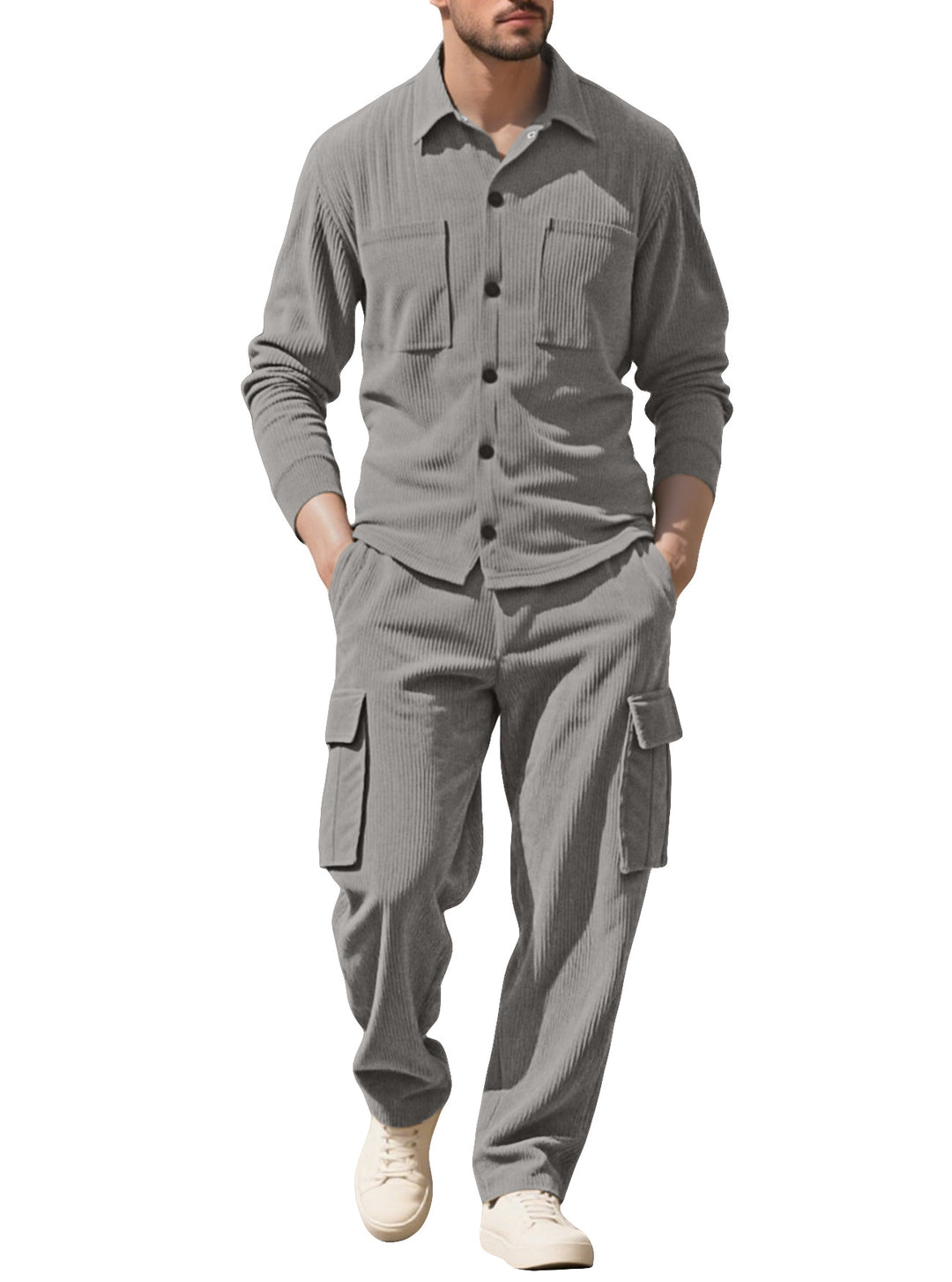 Herren Cargo-Set mit strukturierter Jacke und Hose Aliams
