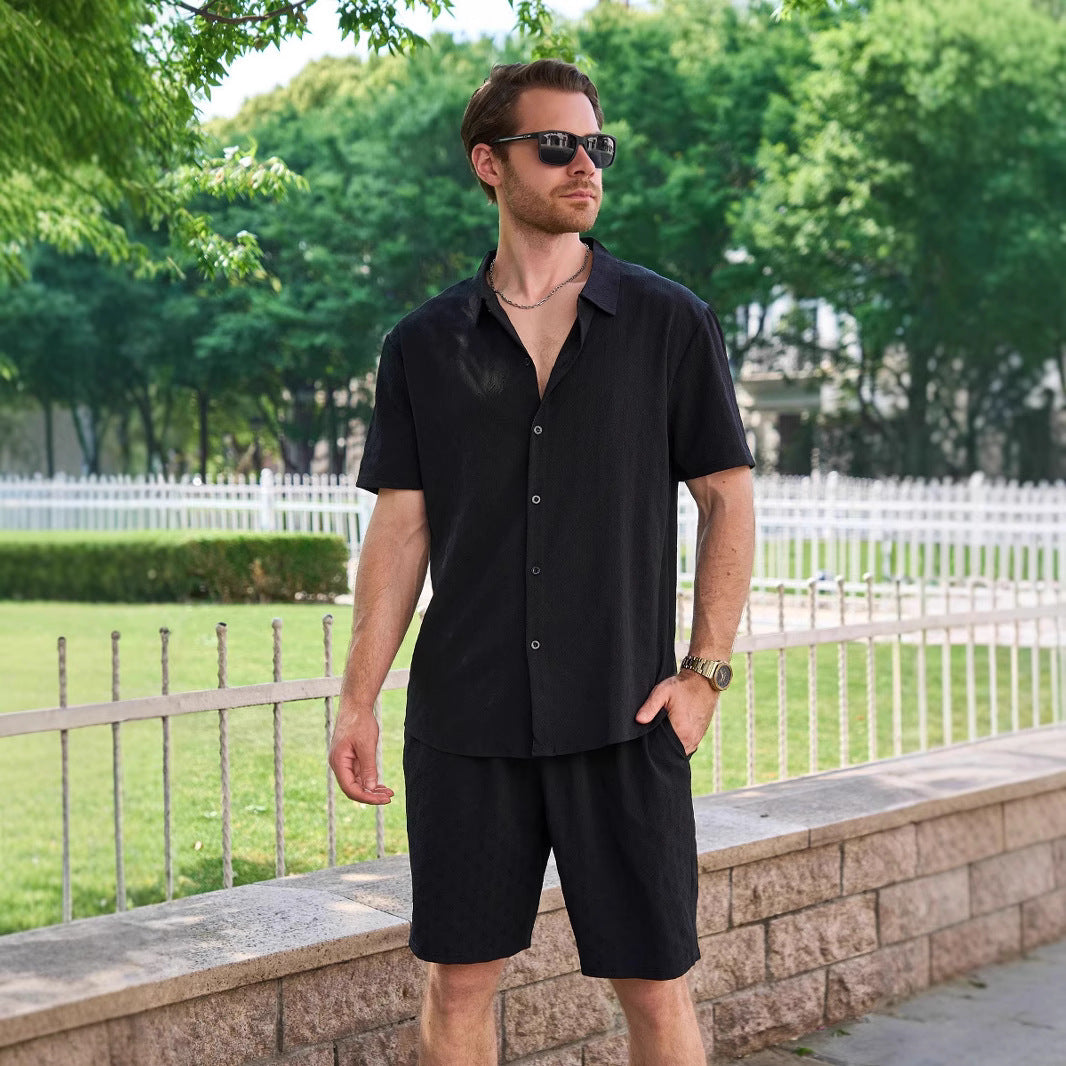 Herren lässiges Kurzarmhemd und kurze Hose Set Aliams