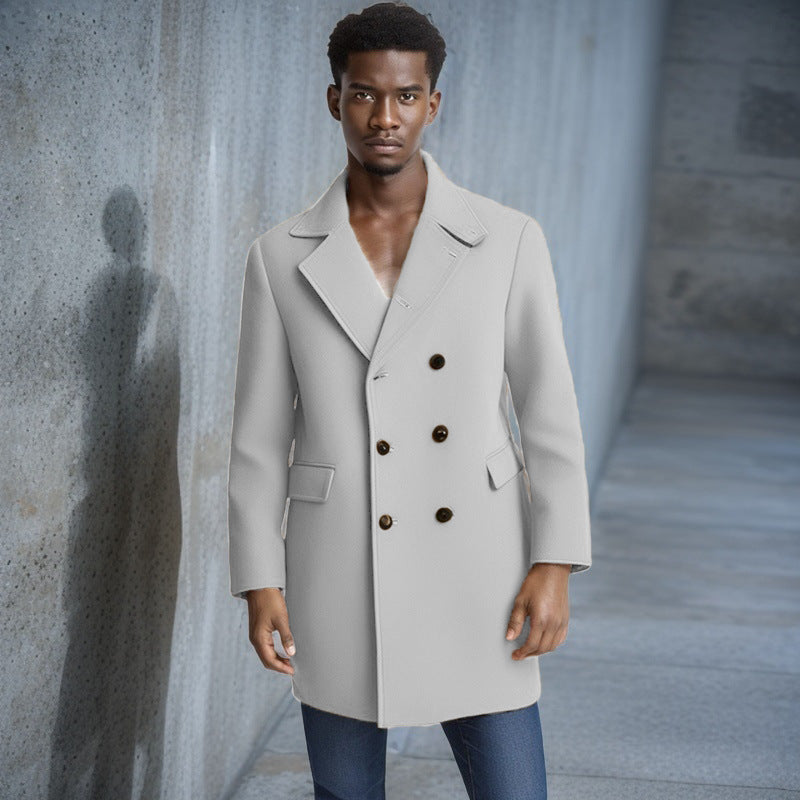 Herren eleganter Doppelreiher-Mantel mit modernem Schnitt und praktischen Taschen Aliams