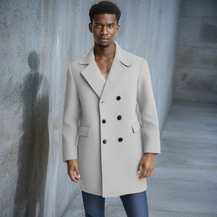 Herren eleganter Doppelreiher-Mantel mit modernem Schnitt und praktischen Taschen Aliams